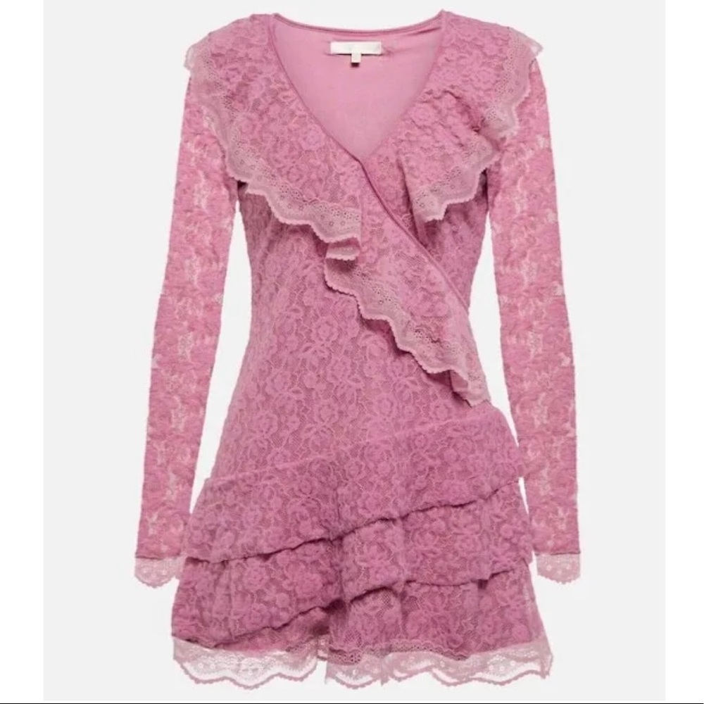 LoveShackFancy Athala Pink Lace Mini Dress